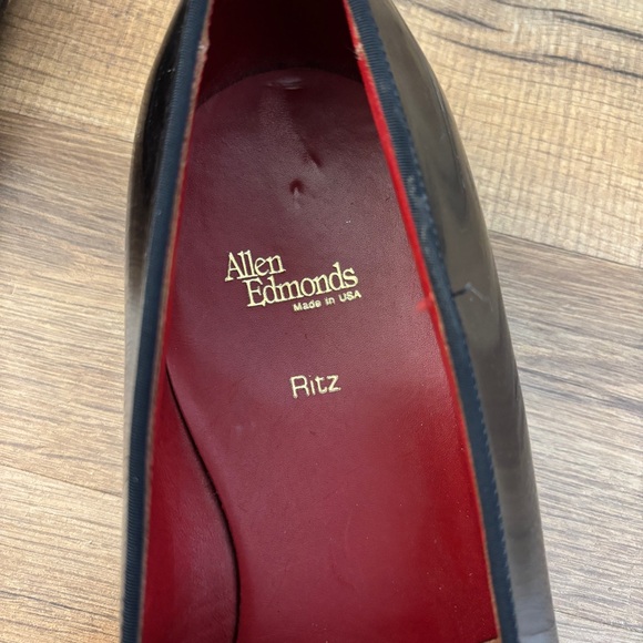 Allen Edmonds Ritz Tuxedo Loafers Black Patent Leather Grosgrain Bow Men’s - Picture 3 of 8